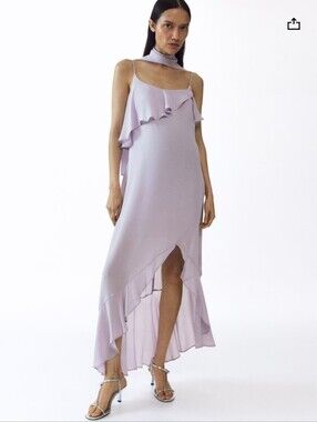 H&M flounced chiffon dress with scarf - size large materinity